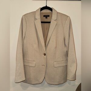 Ann Taylor Houndstooth Blazer in Cream and Tan